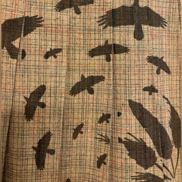 Industry Brown Plaid Skirt with Bird Print Size 28 - Picture 3 of 8